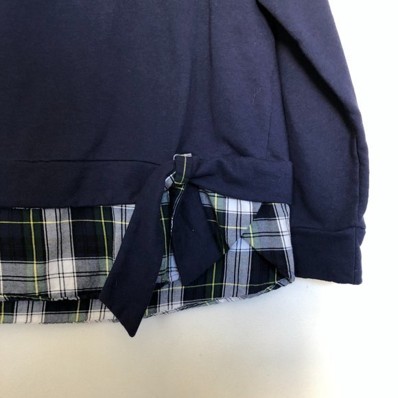 Sold Izod Navy Sweater With Plaid And Side Knot Detail Sweater/Sweat Shirt-Size - Picture 4 of 7